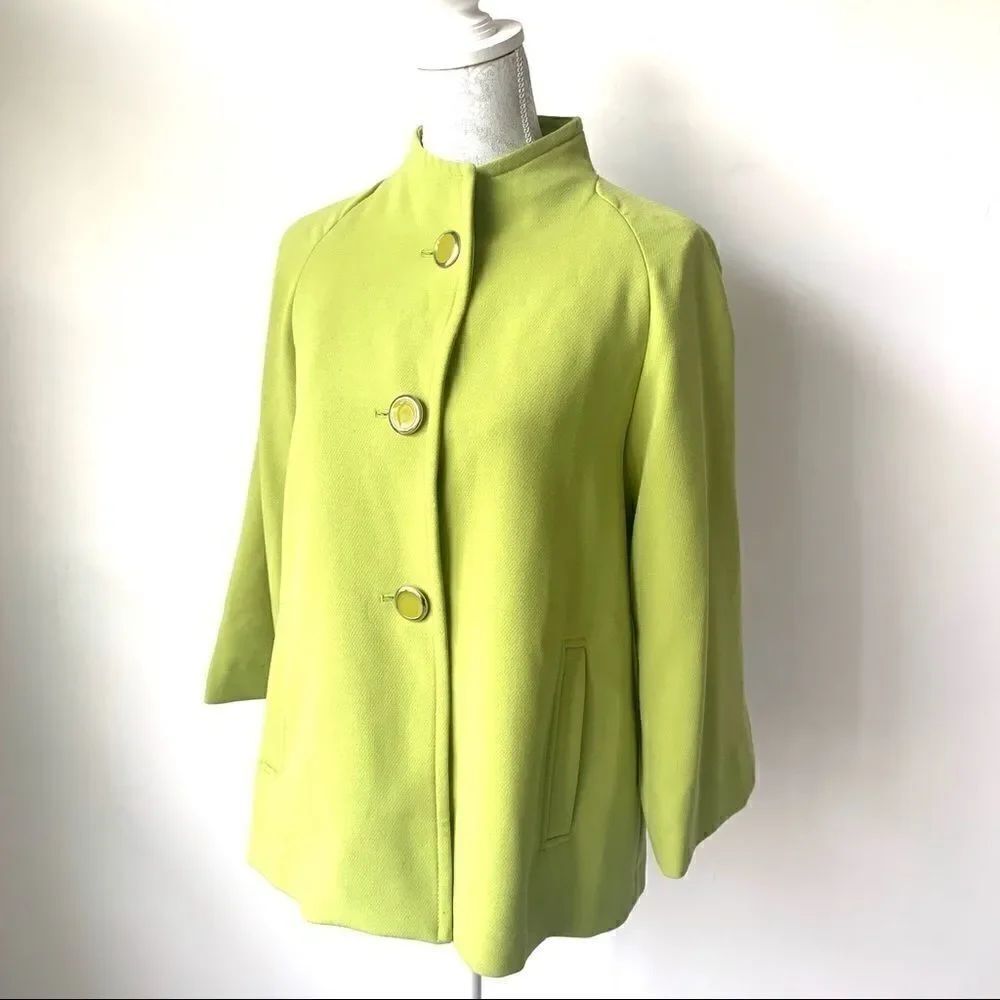 CARMEN MARC VALVO RETRO LIME GREEN SWING JACKET